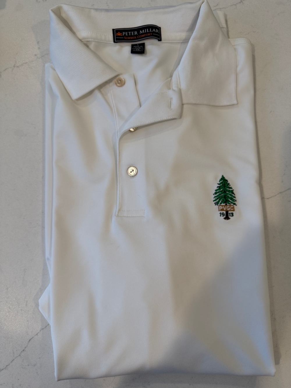 Peter Millar White Polo with Green Tree Crest